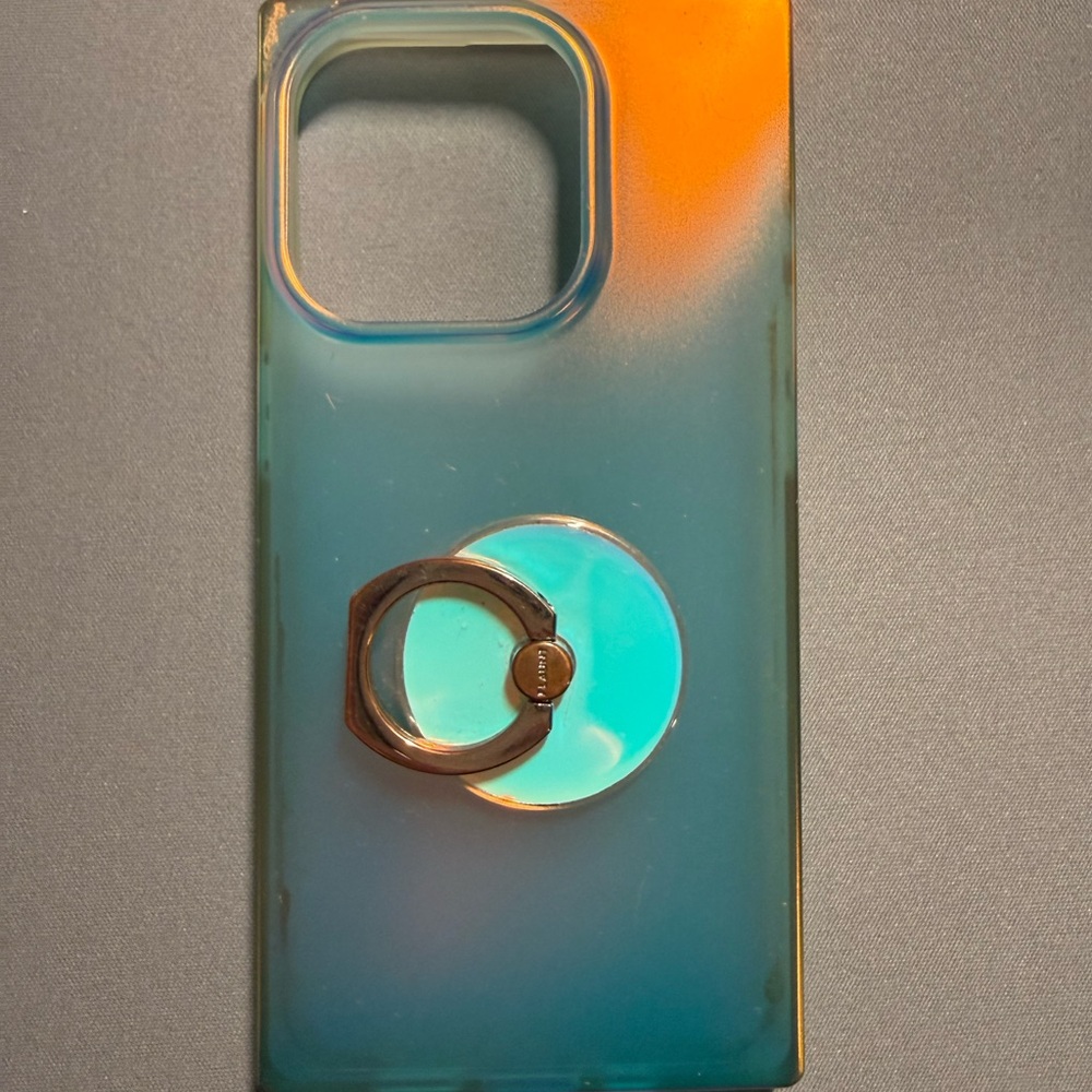 Gradient Blue and Orange Phone Case with Ring Holder